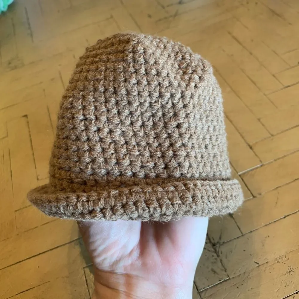 Mud Pie Knit Infant Fedora Hat Light Brown Taupe Boho Boutique Soft NWOT
